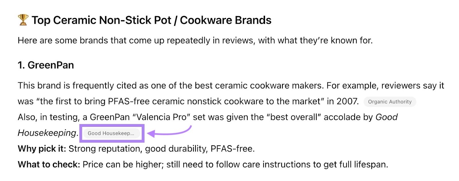 A response on ChatGPT with one of the sources cited highlighted.