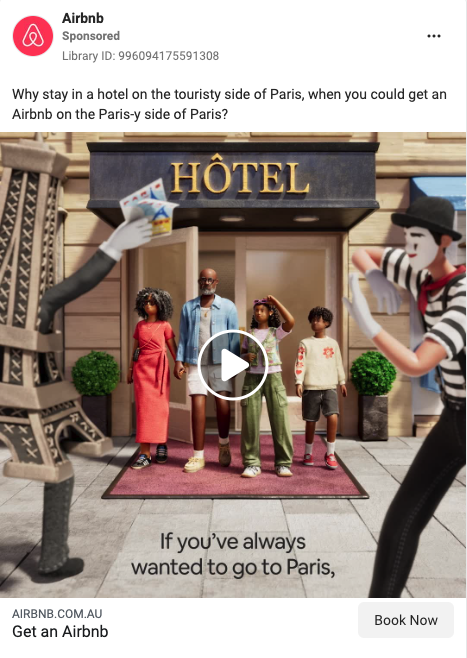 Airbnb social media ad has claymation style video showing where to stay in Paris