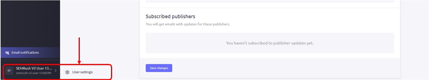 Navigating to user settings in AdClarity &mdash; Advertising Intelligence